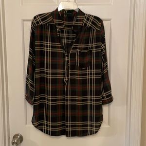 CALS button up plaid blouse